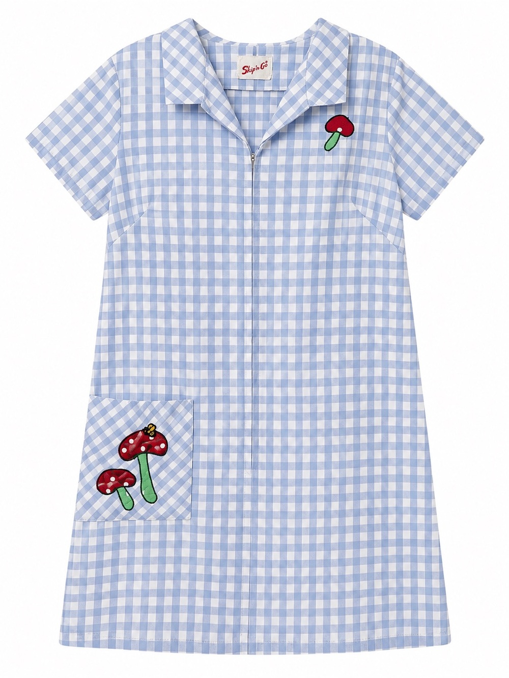 Vintage Step’n Go Blue Gingham Mushroom Dress 🍄
